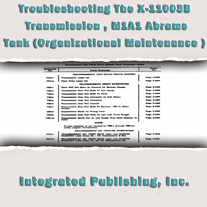 Troubleshooting The X11003B Transmission , M1A1 AbramsTank